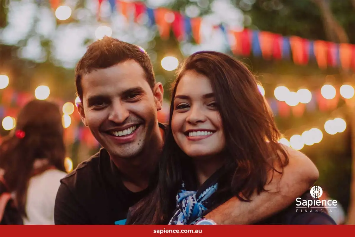 happy couple at outdoor celebration