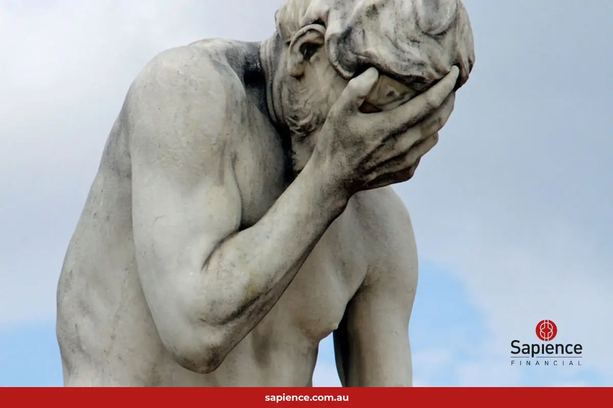 statue from Paris of head and hands held in his palm