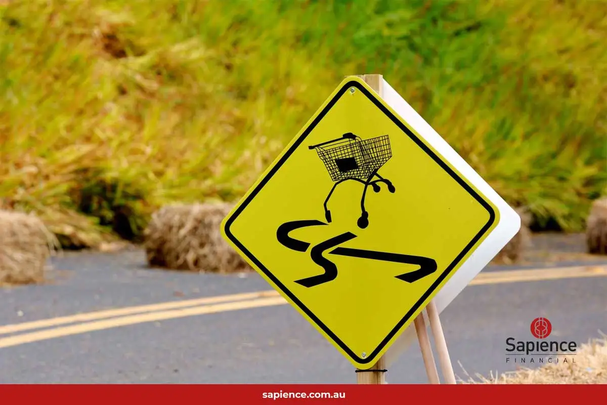 road sign warning runaway shopping trolley