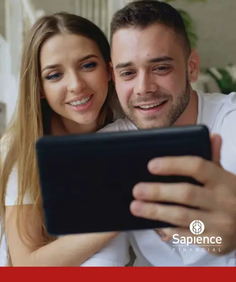 happy young couple taking selfie photo