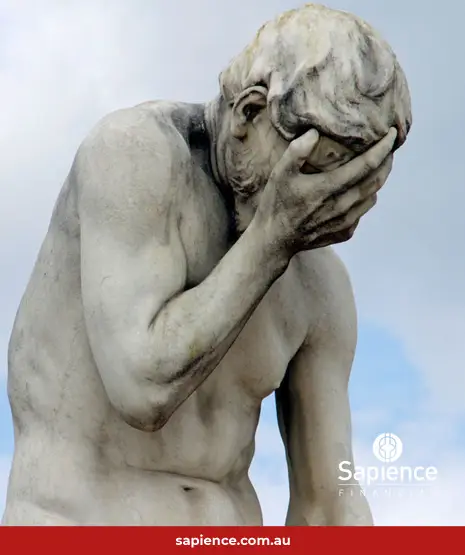 statue from Paris of head and hands held in his palm