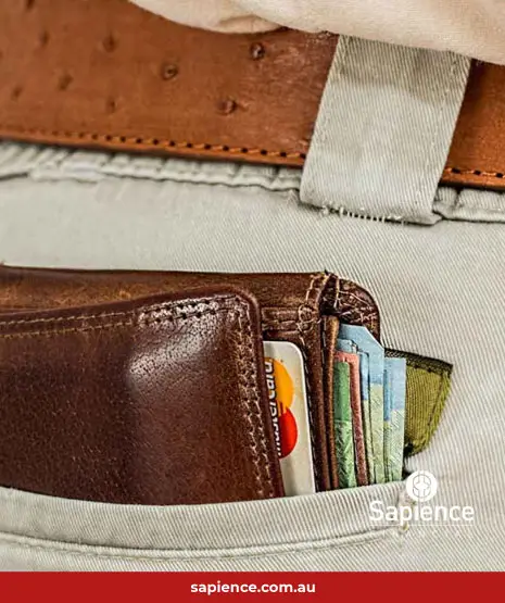 hip pocket full of credit cards