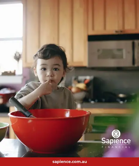 young child in kitchen alone
