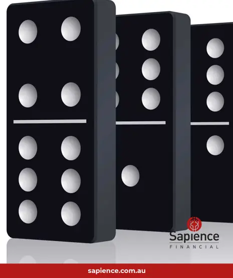 dominos standing on edge close together