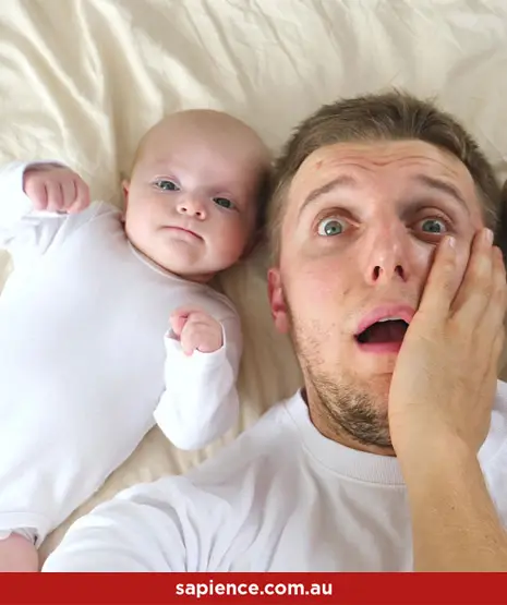 new father shocked by arrival of newborn twins