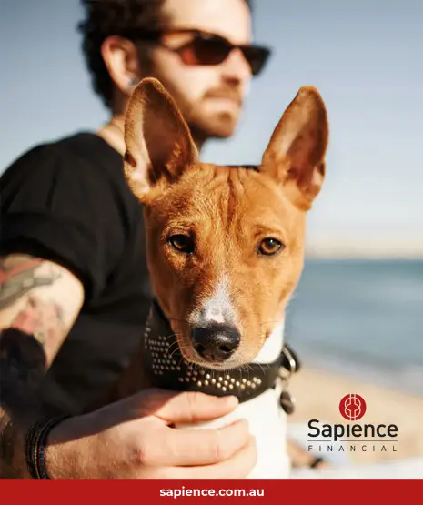 small business owner with his partner dog