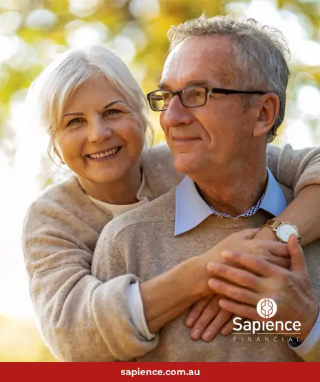 smiling and affectionate older couple in spring time