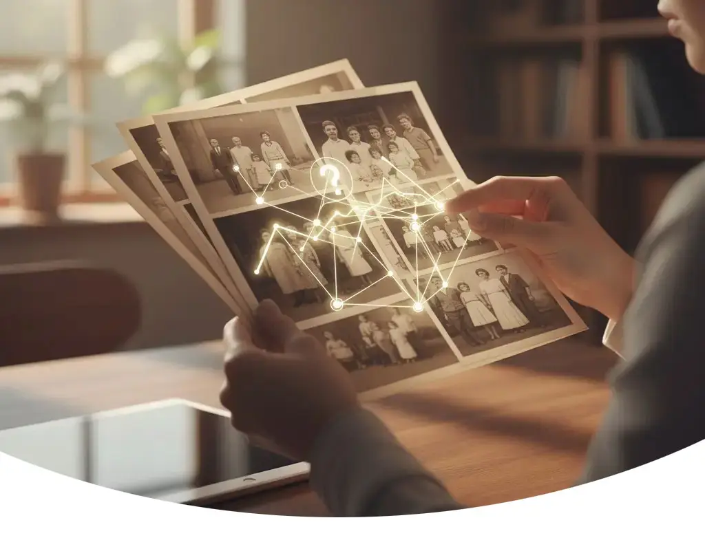 looking at old family photos and charting the history if unspoken mental narratives