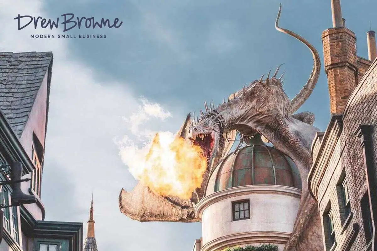 fire breathing dragon at Harry Potters Diagon Alley