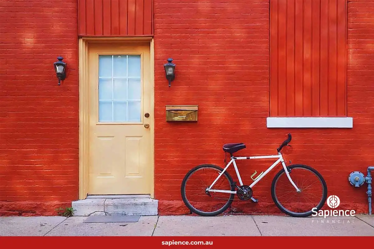 house with red wall