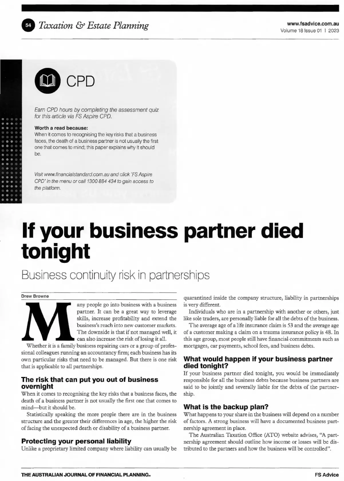 reprint thumbnail what happens if your business partner died tonight