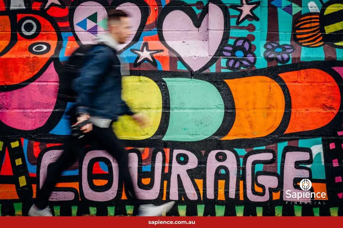 wall graffiti with the word Courage