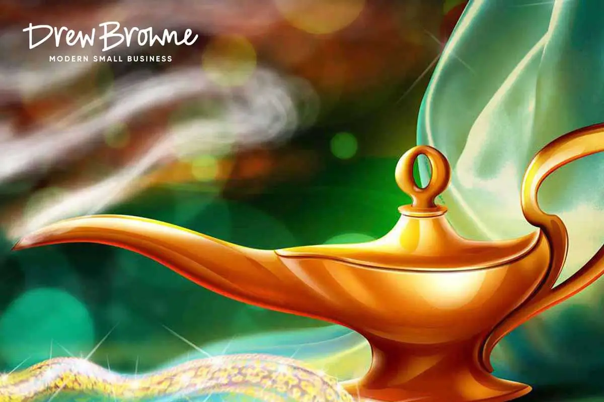 An illustration of a old fashion magical lamp hopefully containing a genie able to grant you 3 wishes